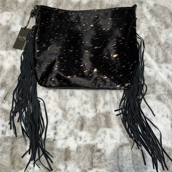 Myra Bag Black Shimmer Leather and Hair On Bag - Picture 2 of 5